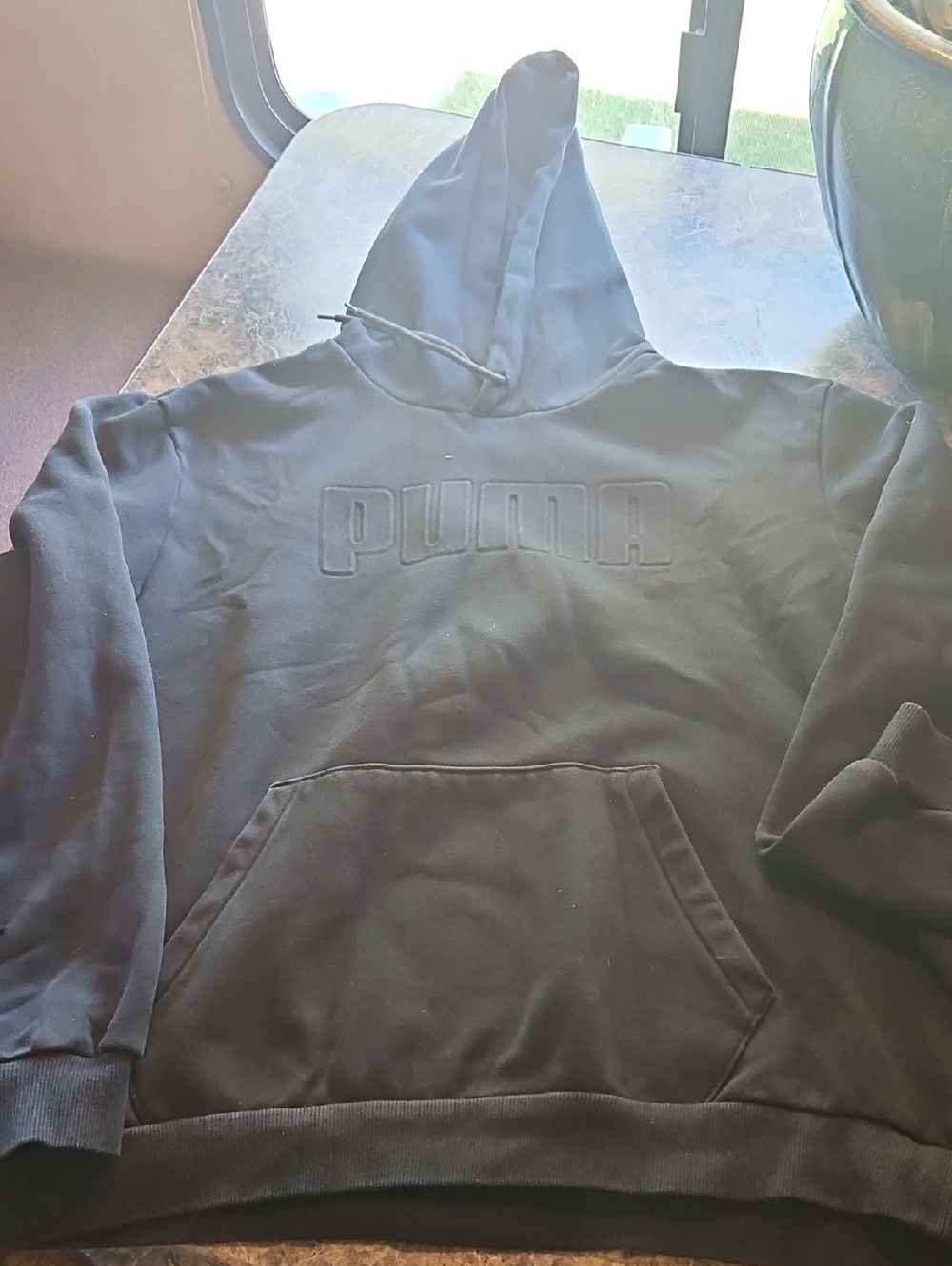 Puma Black Embossed Logo Pullover Hoodie